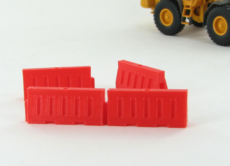 3D To Scale 50-102-R 1/50 Scale Plastic Safety Barriers Water Filled Style