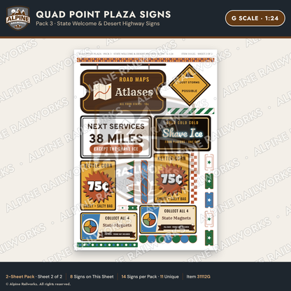 Alpine Railworks 31112G G Scale Roadside Signs - Four Corners