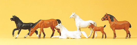 Preiser 10150 HO Scale Horses Animal Figure Set
