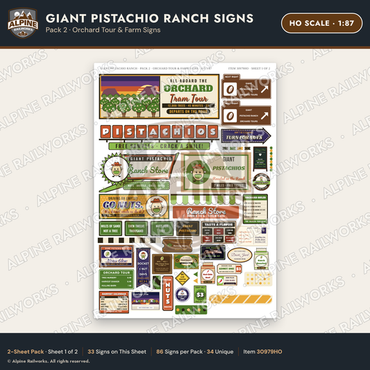 Alpine Railworks 30979HO HO Scale Roadside Signs - Giant Pistachio
