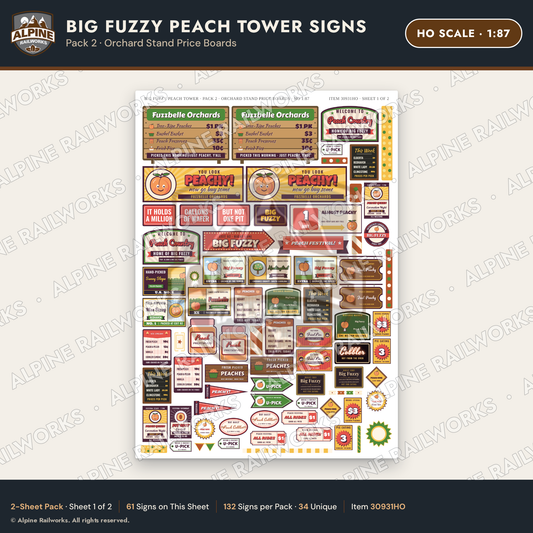 Alpine Railworks 30931HO HO Scale Roadside Signs - Peach Water Tower