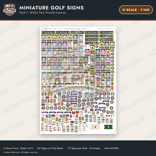 Alpine Railworks 30218N N Scale Miniature Golf Signs