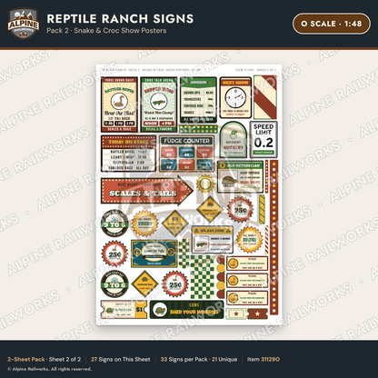 Alpine Railworks 31129O O Scale Roadside Signs - Reptile Zoo