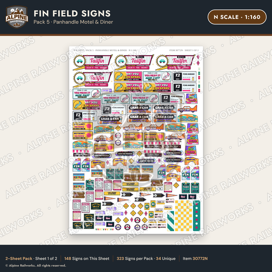 Alpine Railworks 30772N N Scale Roadside Signs - Buried Car Art