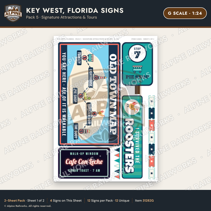 Alpine Railworks 31282G G Scale Key West FL Signs - Attractions