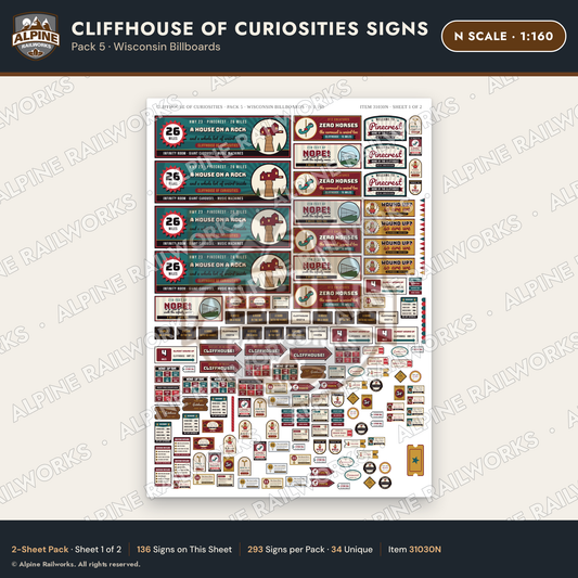 Alpine Railworks 31030N N Scale Roadside Signs - Curiosity House