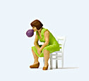 Preiser 28168 HO Scale Sitting Girl Blowing Bubble Gum