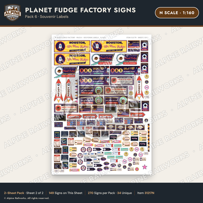 Alpine Railworks 31217N N Scale Fudge Factory Signs - Souvenir Labels