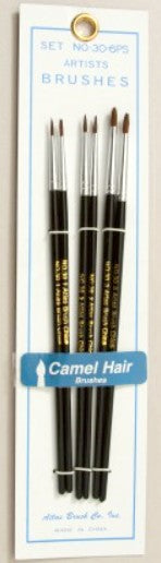 Hobby Brushes 306 Atlas Brush #30-6PS: 1,2,3 Round Camel Hair Brushes (6)