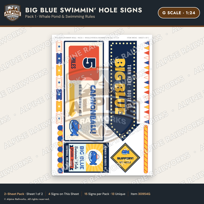 Alpine Railworks 30954G G Scale Roadside Attraction Signs - Blue Whale