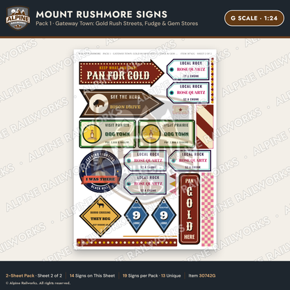 Alpine Railworks 30742G G Scale Tourist Signs - Mount Rushmore