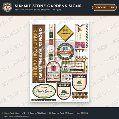 Alpine Railworks 30557G G Scale Roadside Signs - Rock Garden