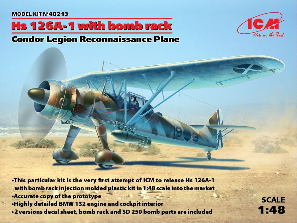 ICM Models 48213 1/48 Hs126A1 Condor Legion Recon Aircraft w/Bomb Rack