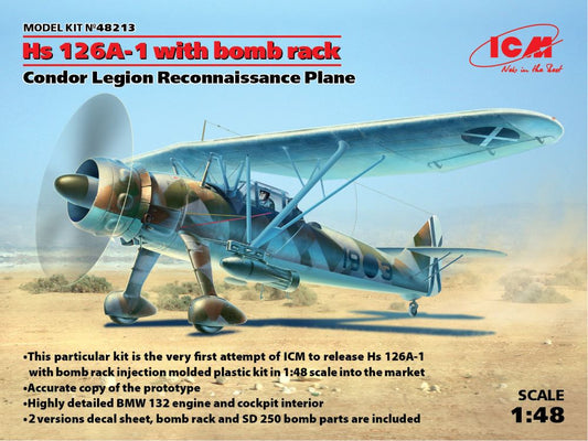 ICM Models 48213 1/48 Hs126A1 Condor Legion Recon Aircraft w/Bomb Rack