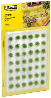 Noch 7032 All Scale Grass Tufts Mini Set -- Green 1/4" 6mm pkg(42)