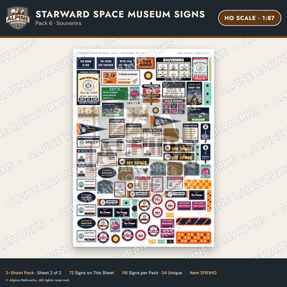 Alpine Railworks 31151HO HO Scale Roadside Signs - Space Museum