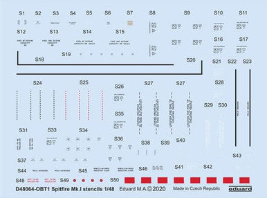 Eduard D48064 1/48 Decal Spitfire Mk.I Stencils for Eduard