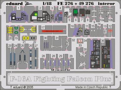 Eduard 49276 1/48 F-16A Interior for Hasegawa (Pre-Painted)