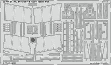 Eduard 23047 1/24 Bf 109G-5/6 Exterior & Rudder Pedals Photo Etched