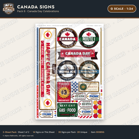 Alpine Railworks 30385G G Scale Canada Signs - Canada Day Celebrations