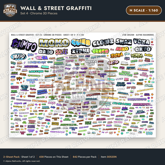 Alpine Railworks 30520N N Scale Wall & Street Graffiti Cut-Outs