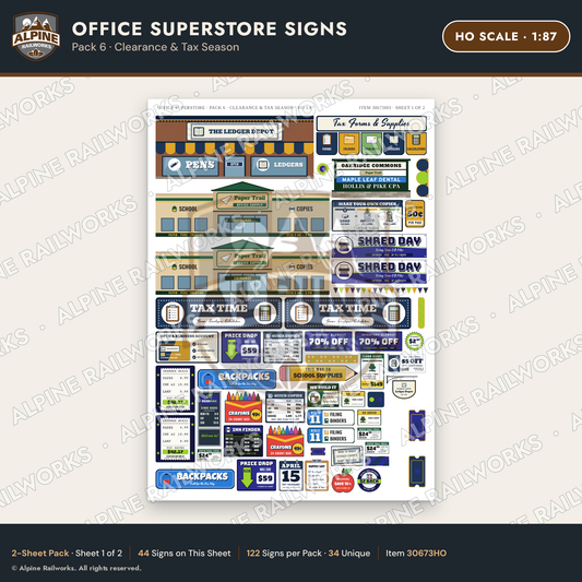 Alpine Railworks 30673HO HO Scale Office Superstore Signs - Clearance