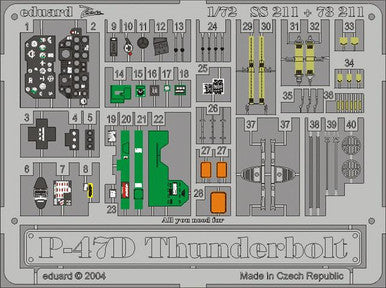 Eduard SS211 1/72 P-47D-30 Thunderbolt Photo Etch Interior Detail Set