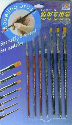 Trumpeter Scale Models 9900 Modeling Brush Set (7pcs): Round #0, 1, 2/0, Flat 1/