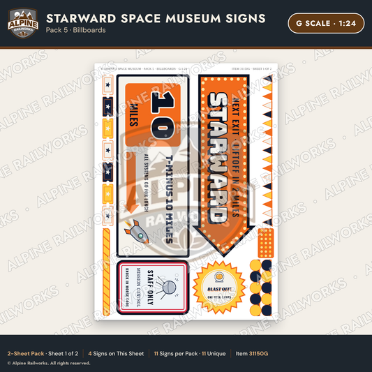 Alpine Railworks 31150G G Scale Roadside Signs - Space Museum