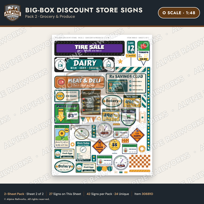 Alpine Railworks 30681O O Scale Big-Box Discount Store Signs - Grocery