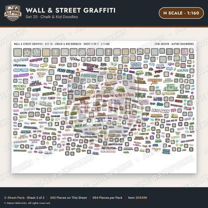 Alpine Railworks 30541N N Scale Wall & Street Graffiti Cut-Outs