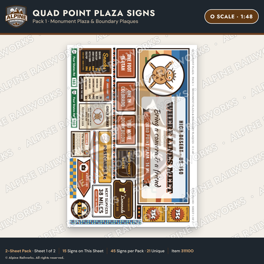 Alpine Railworks 31110O O Scale Roadside Signs - Four Corners