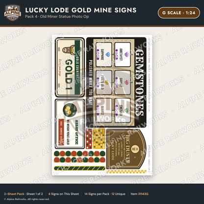 Alpine Railworks 31143G G Scale Roadside Signs - Gold Panning Mine