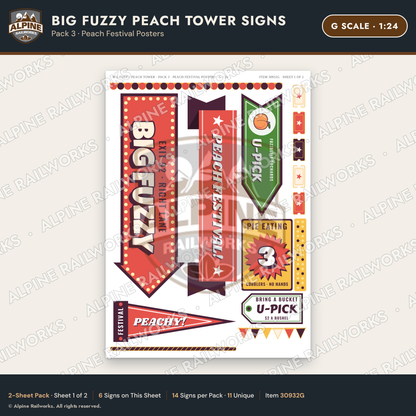 Alpine Railworks 30932G G Scale Roadside Signs - Peach Water Tower