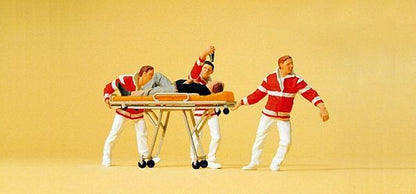 Preiser 10532 HO Scale Paramedics With Stretcher pkg(4)
