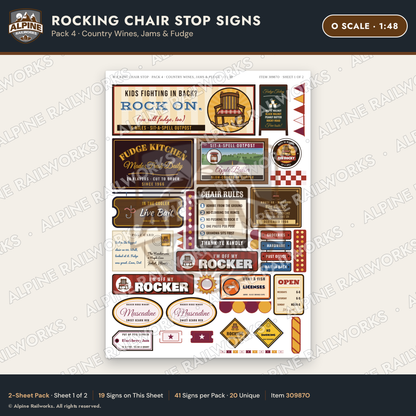 Alpine Railworks 30987O O Scale Roadside Signs - Giant Rocking Chair