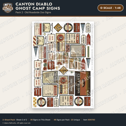 Alpine Railworks 30573O O Scale Roadside Signs - Desert Ghost Town