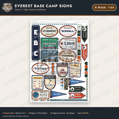Alpine Railworks 30172G G Scale Everest Base Camp Signs