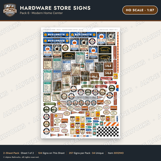 Alpine Railworks 30121HO HO Scale Hardware Store Signs