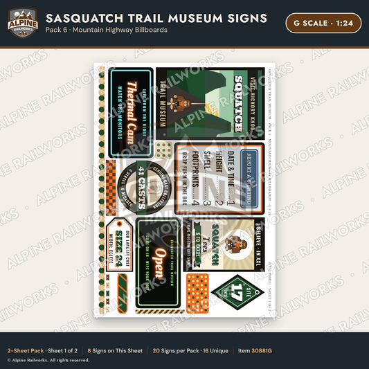 Alpine Railworks 30881G G Scale Roadside Signs - Bigfoot Museum