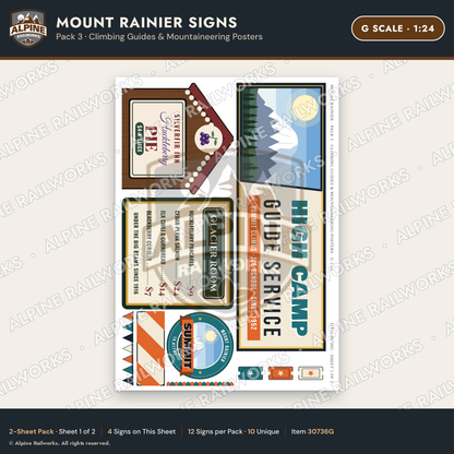 Alpine Railworks 30736G G Scale Tourist Signs - Mount Rainier