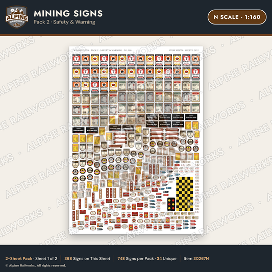 Alpine Railworks 30267N N Scale Mining Signs - Safety & Warning