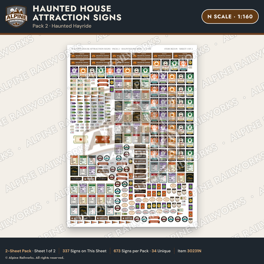 Alpine Railworks 30231N N Scale Haunted House Attraction Signs