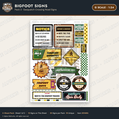 Alpine Railworks 30148G G Scale Bigfoot Signs