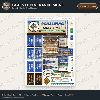 Alpine Railworks 31069O O Scale Roadside Signs - Bottle Tree Ranch