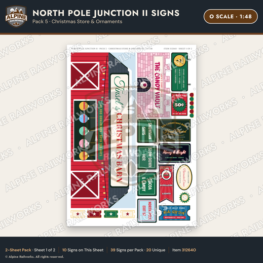 Alpine Railworks 31264O O Scale Christmas Town Signs - Christmas Store