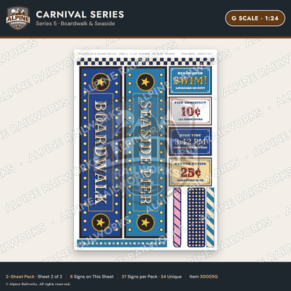 Alpine Railworks 30005G G Scale Carnival Signs - Boardwalk & Seaside