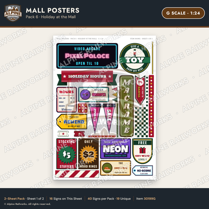 Alpine Railworks 30199G G Scale Mall Posters - Holiday at the Mall