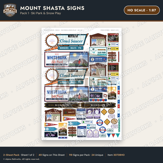 Alpine Railworks 30738HO HO Scale Tourist Signs - Mount Shasta