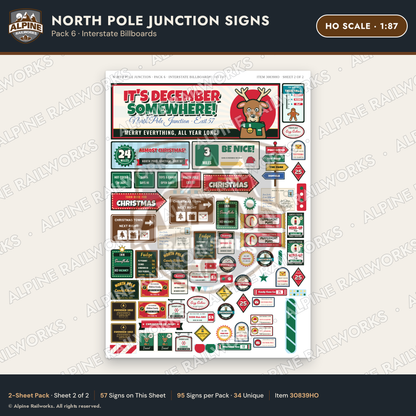 Alpine Railworks 30839HO HO Scale Roadside Signs - Christmas Town